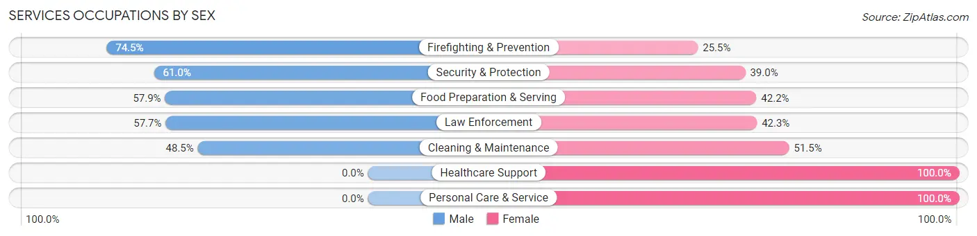 Services Occupations by Sex in Lyon County