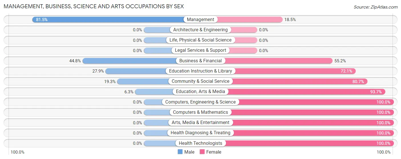 Management, Business, Science and Arts Occupations by Sex in Magoffin County