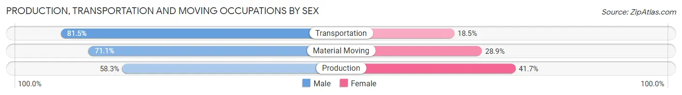 Production, Transportation and Moving Occupations by Sex in Marion County