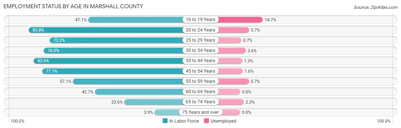 Employment Status by Age in Marshall County