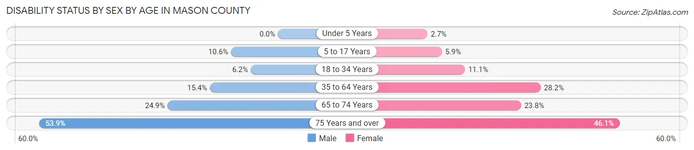 Disability Status by Sex by Age in Mason County