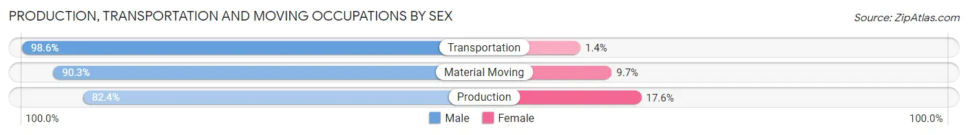 Production, Transportation and Moving Occupations by Sex in Mason County