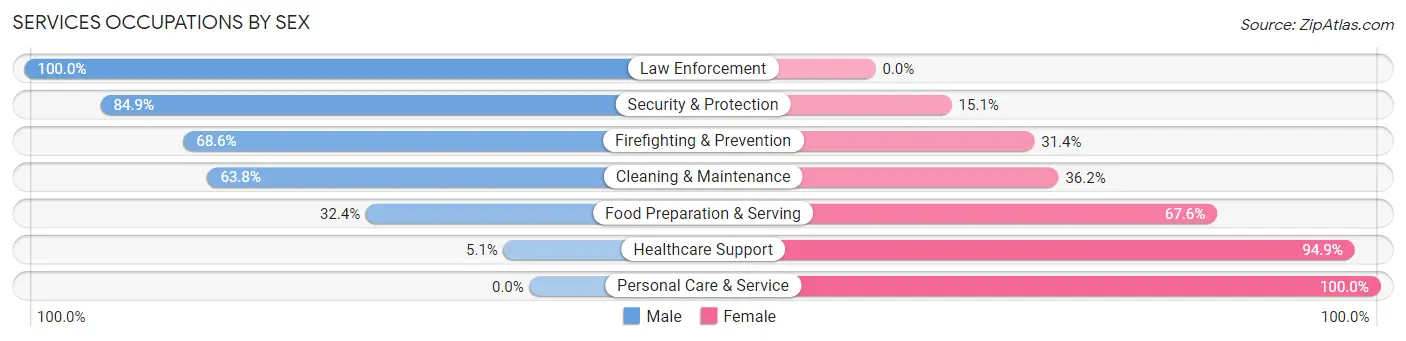 Services Occupations by Sex in Mason County