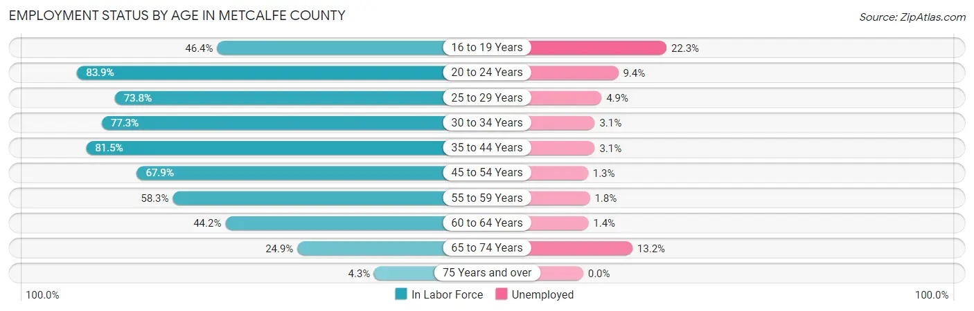 Employment Status by Age in Metcalfe County