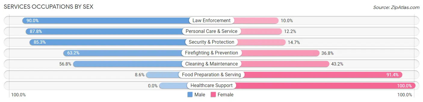 Services Occupations by Sex in Morgan County