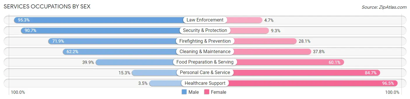 Services Occupations by Sex in Nelson County
