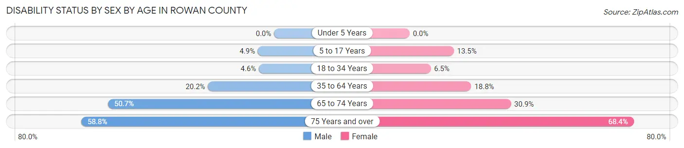 Disability Status by Sex by Age in Rowan County