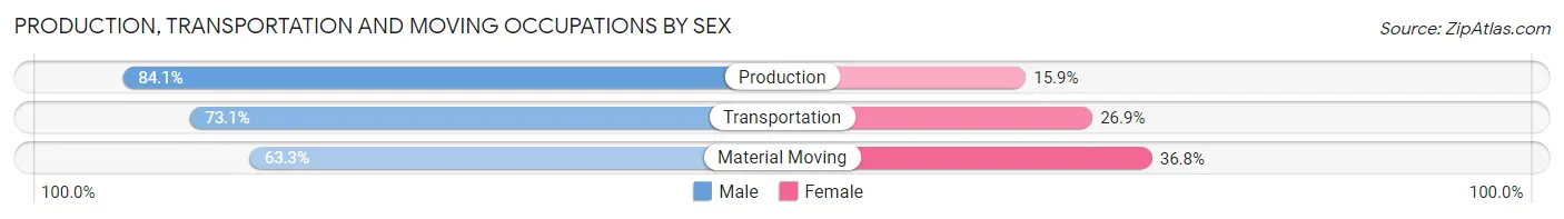 Production, Transportation and Moving Occupations by Sex in Spencer County