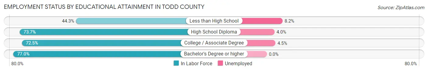 Employment Status by Educational Attainment in Todd County