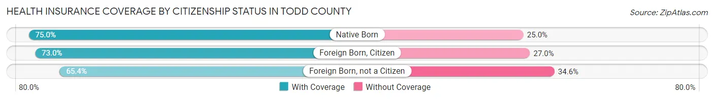 Health Insurance Coverage by Citizenship Status in Todd County