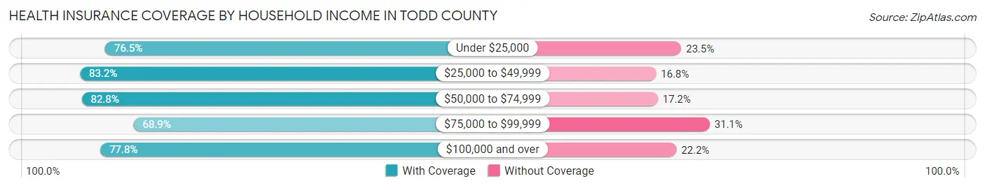 Health Insurance Coverage by Household Income in Todd County