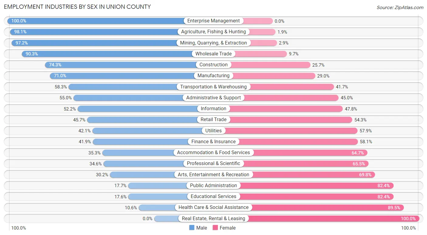 Employment Industries by Sex in Union County