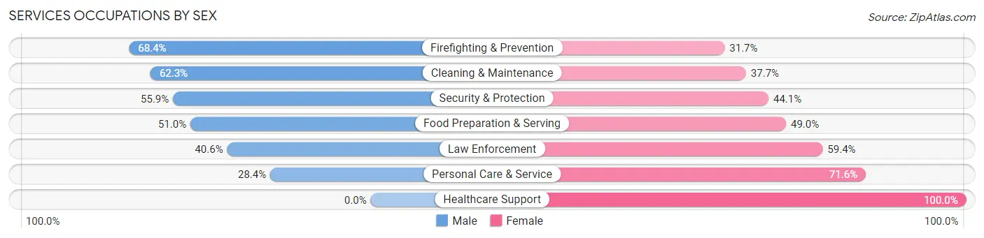 Services Occupations by Sex in Wayne County