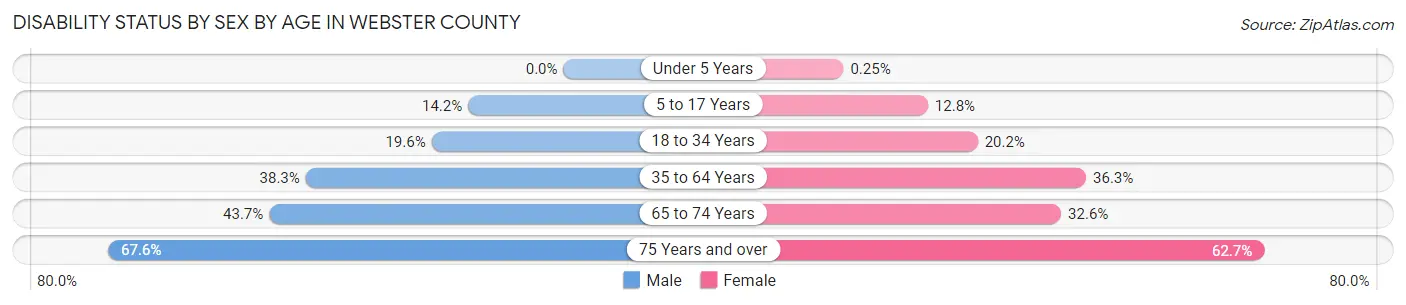 Disability Status by Sex by Age in Webster County