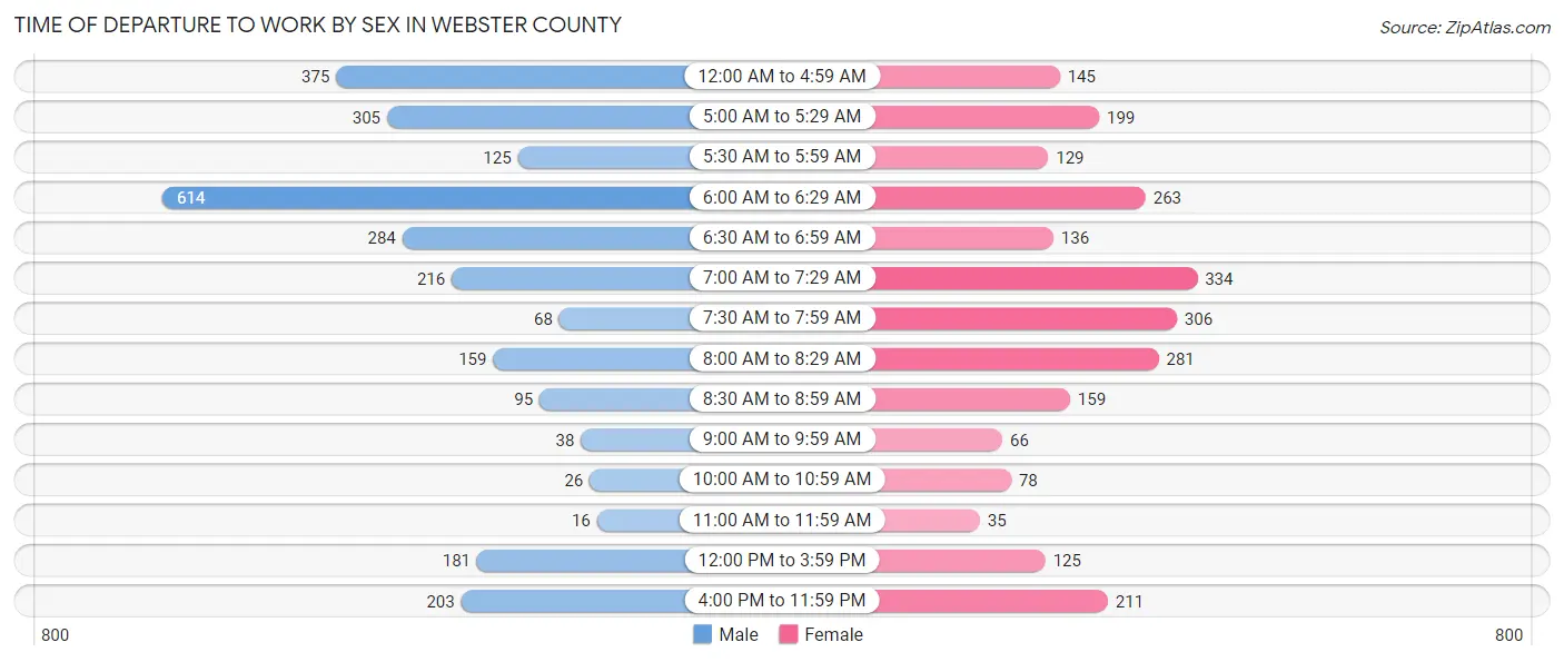 Time of Departure to Work by Sex in Webster County