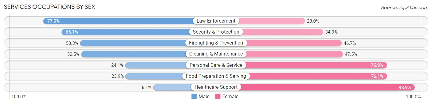 Services Occupations by Sex in Iberville Parish