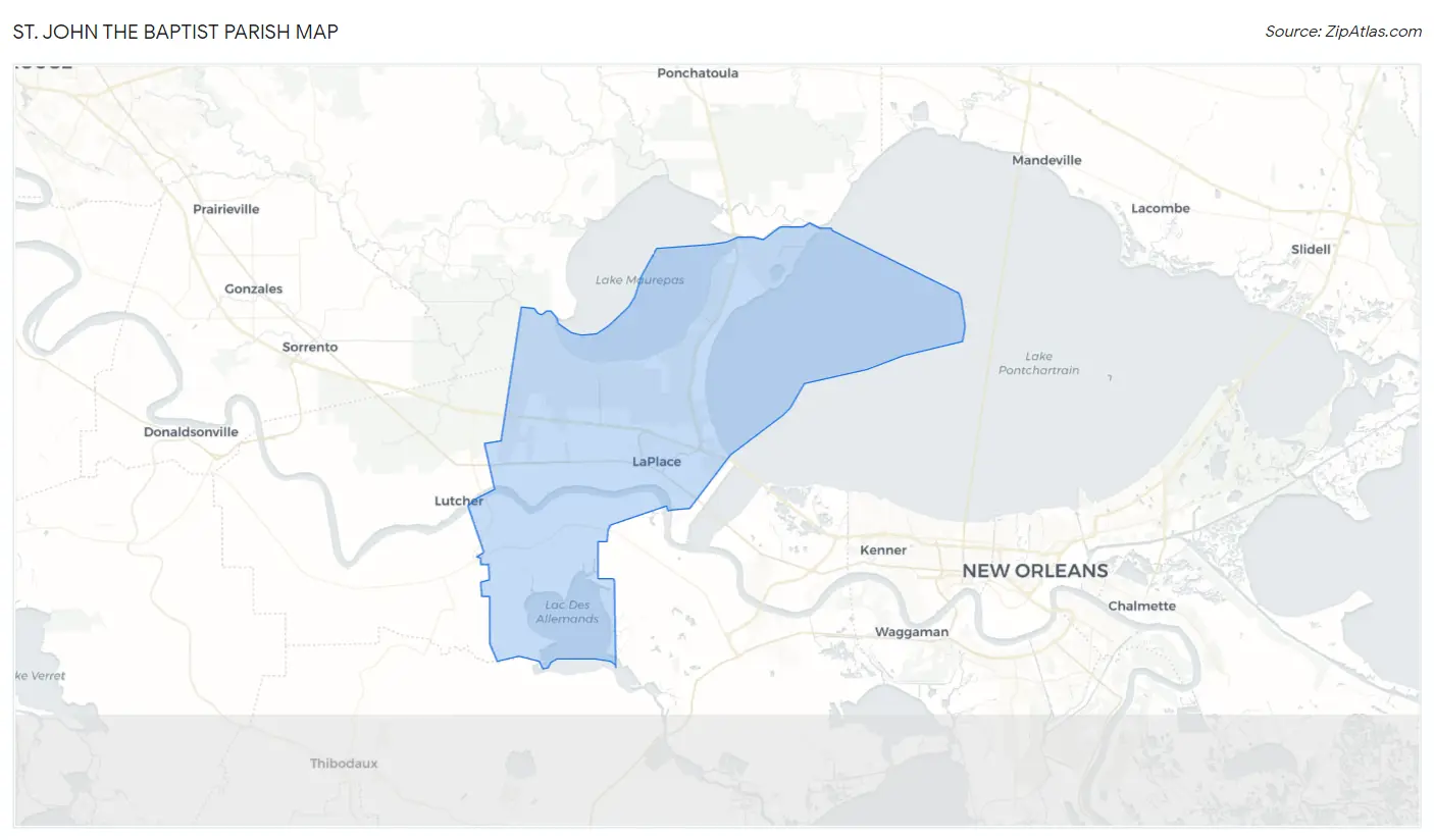 St. John the Baptist Parish Map