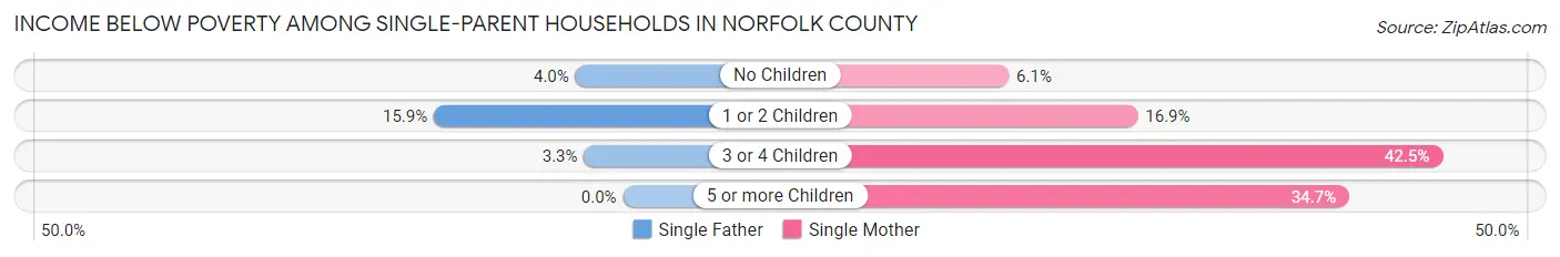 Income Below Poverty Among Single-Parent Households in Norfolk County