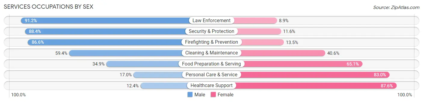 Services Occupations by Sex in Hancock County