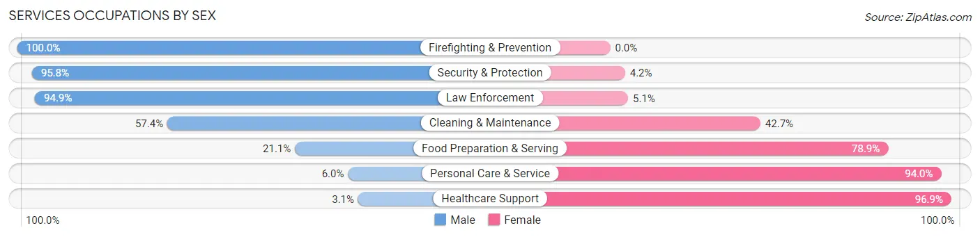 Services Occupations by Sex in Alcona County