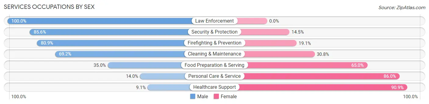 Services Occupations by Sex in Alpena County