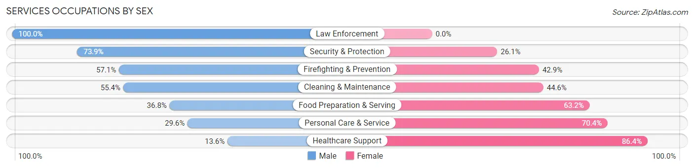 Services Occupations by Sex in Antrim County