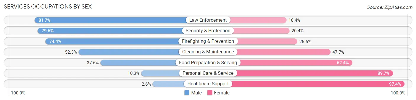 Services Occupations by Sex in Baraga County
