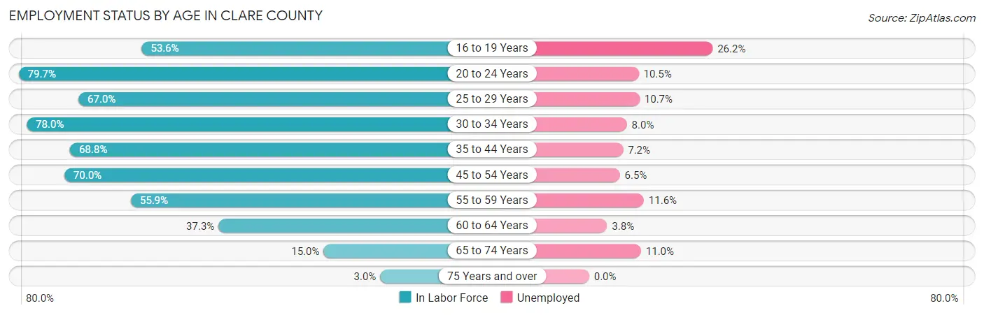 Employment Status by Age in Clare County