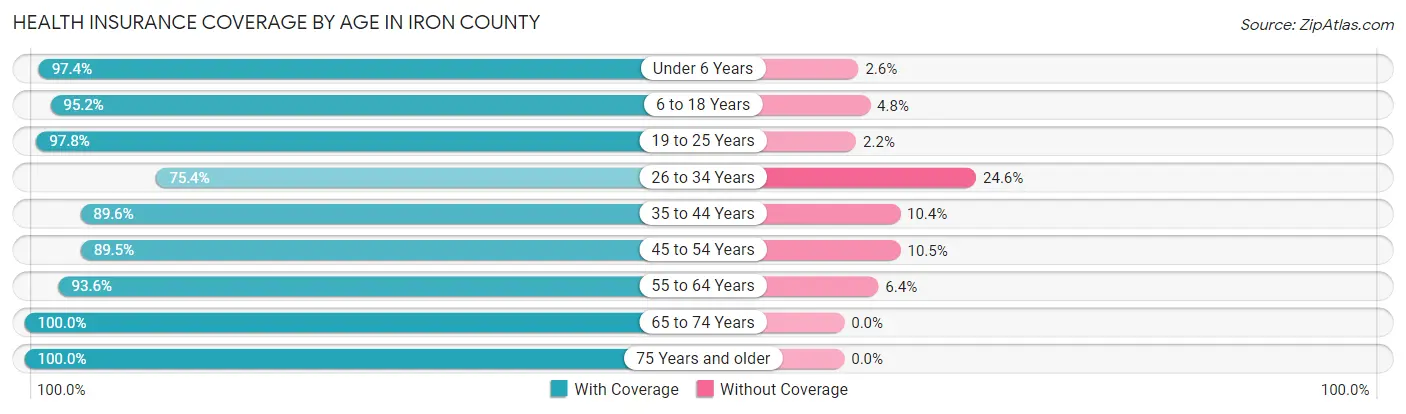 Health Insurance Coverage by Age in Iron County