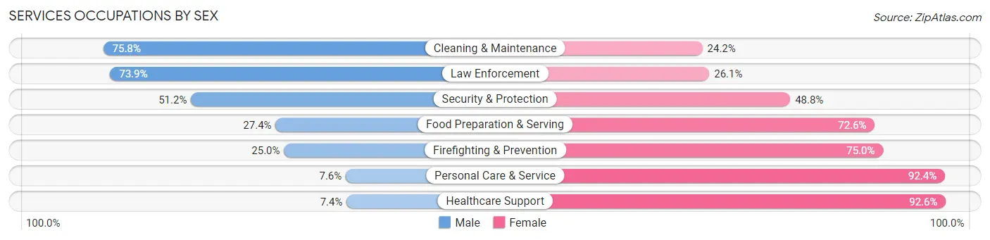 Services Occupations by Sex in Iron County