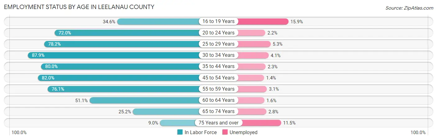 Employment Status by Age in Leelanau County