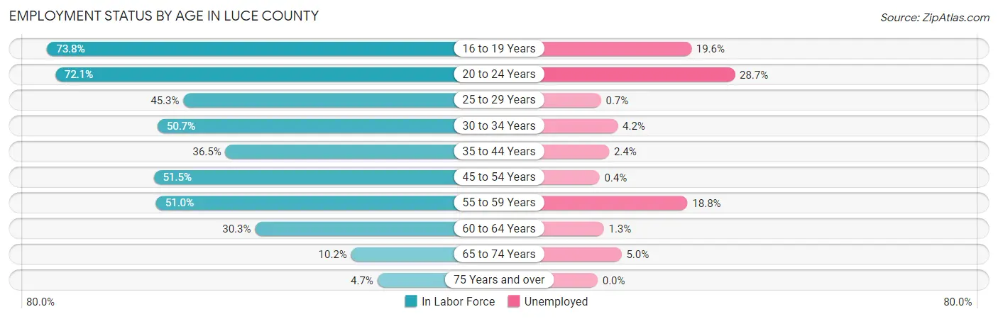 Employment Status by Age in Luce County