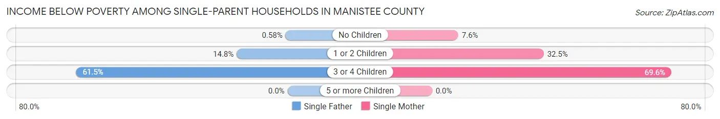 Income Below Poverty Among Single-Parent Households in Manistee County