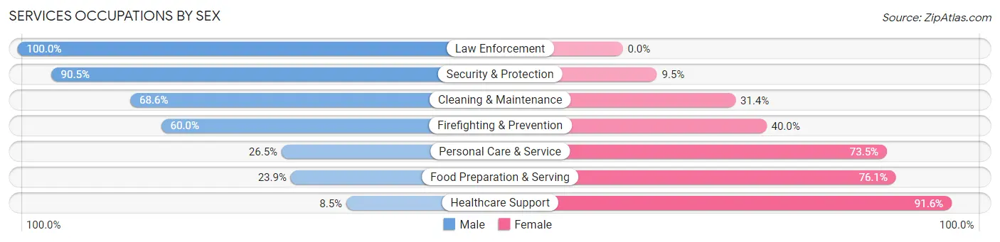Services Occupations by Sex in Missaukee County