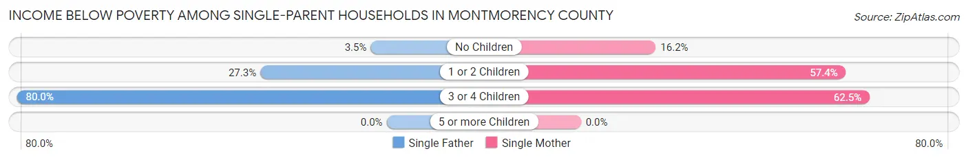 Income Below Poverty Among Single-Parent Households in Montmorency County