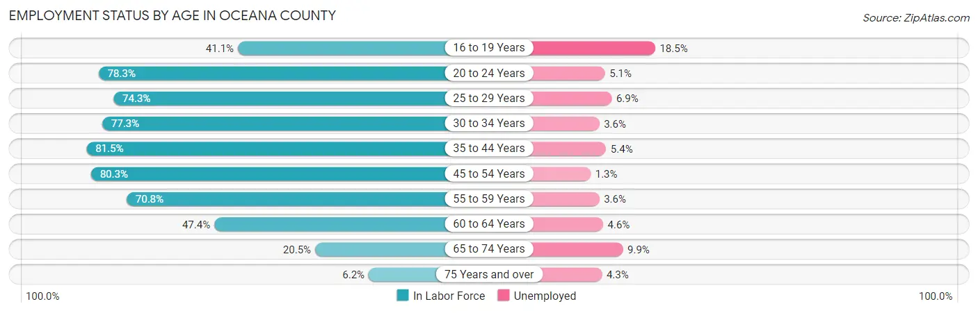 Employment Status by Age in Oceana County