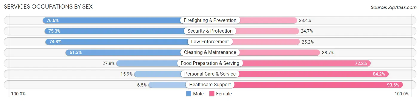 Services Occupations by Sex in Oceana County