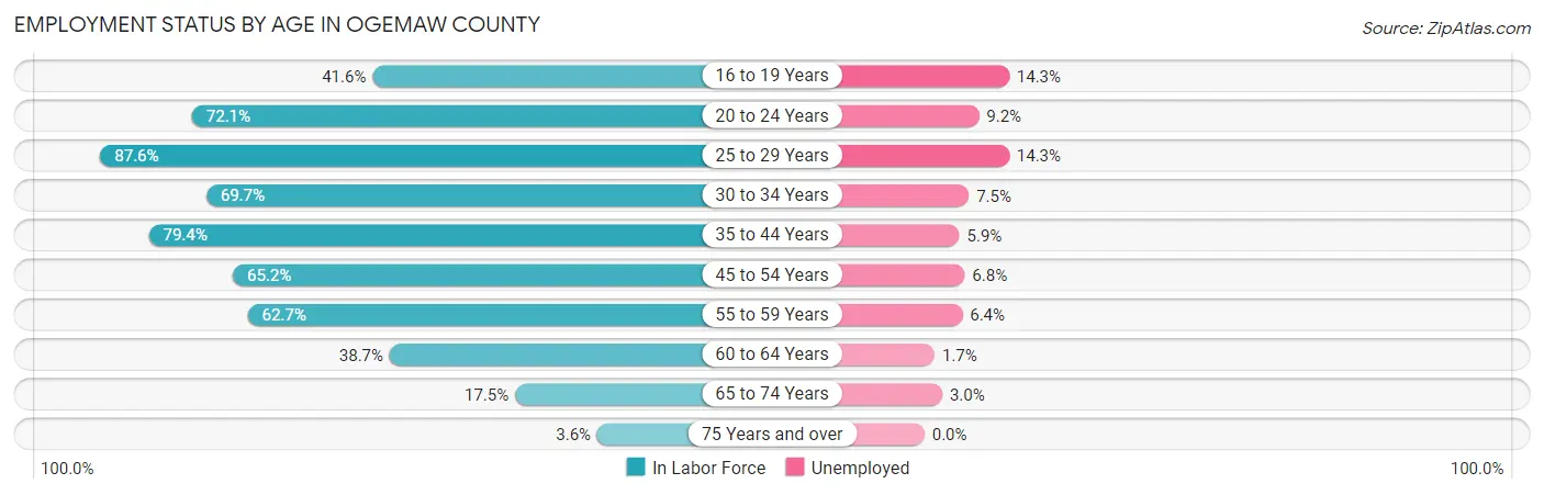 Employment Status by Age in Ogemaw County
