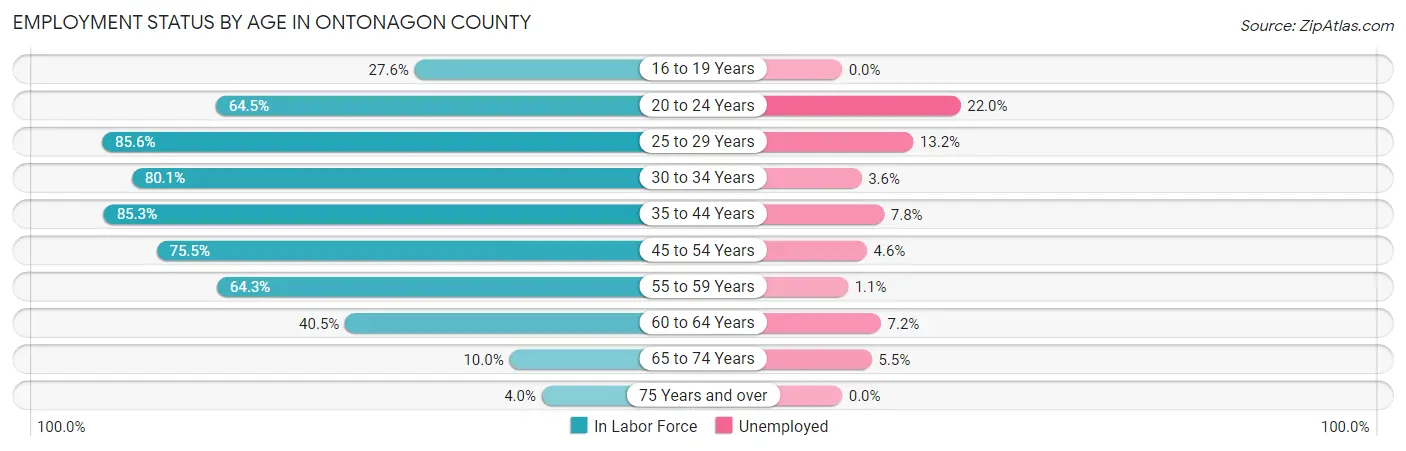 Employment Status by Age in Ontonagon County