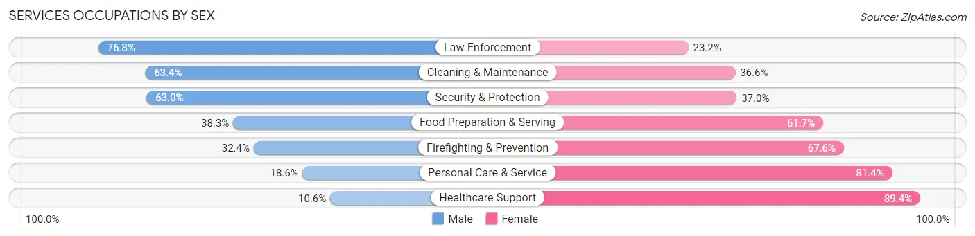 Services Occupations by Sex in Aitkin County