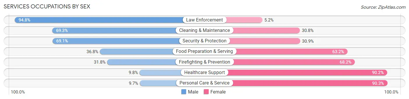 Services Occupations by Sex in Fillmore County