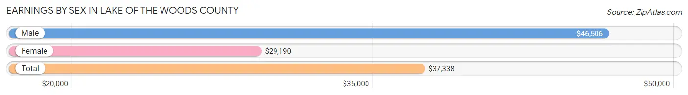 Earnings by Sex in Lake of the Woods County