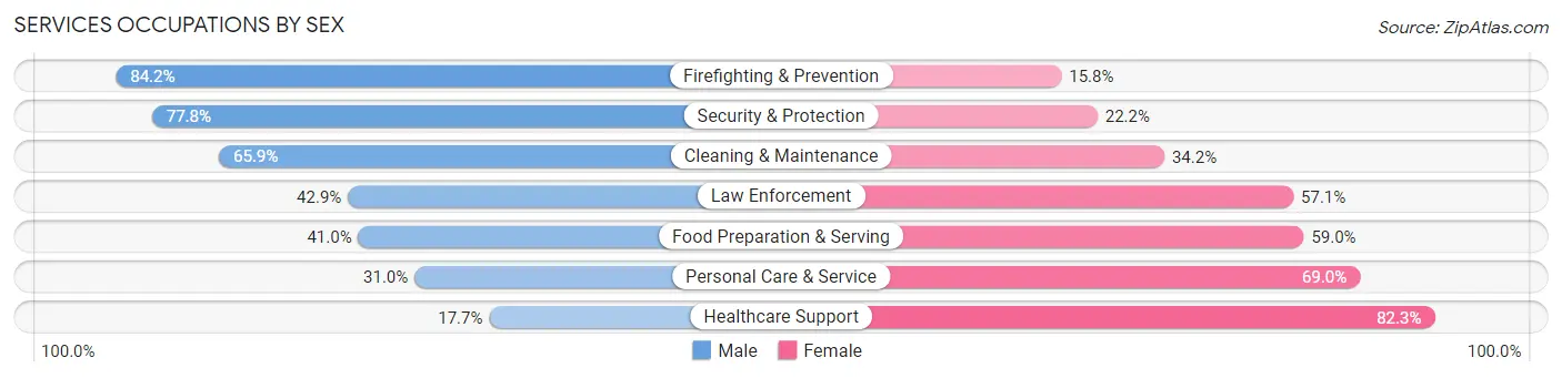 Services Occupations by Sex in Mahnomen County