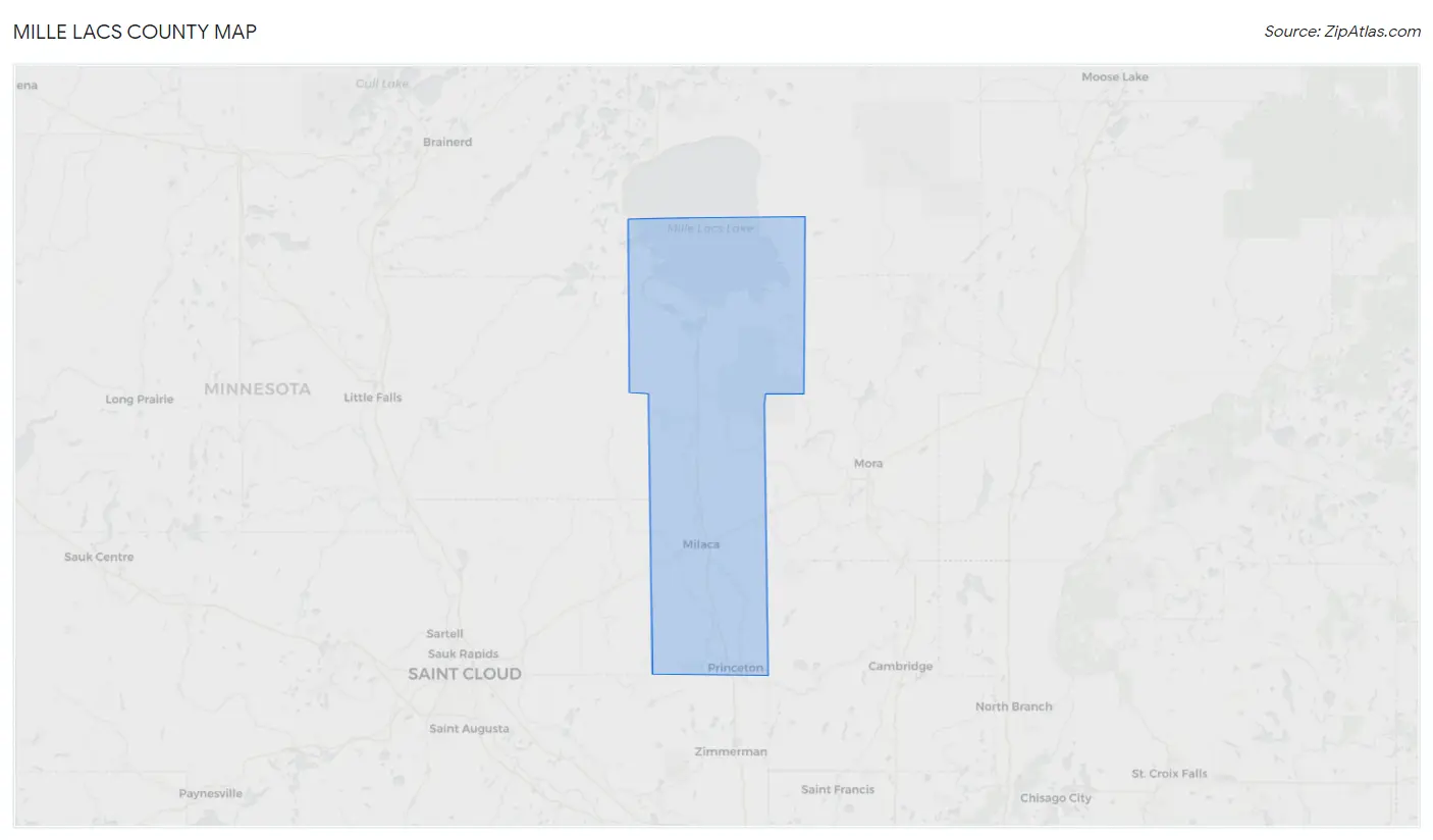 Mille Lacs County Map