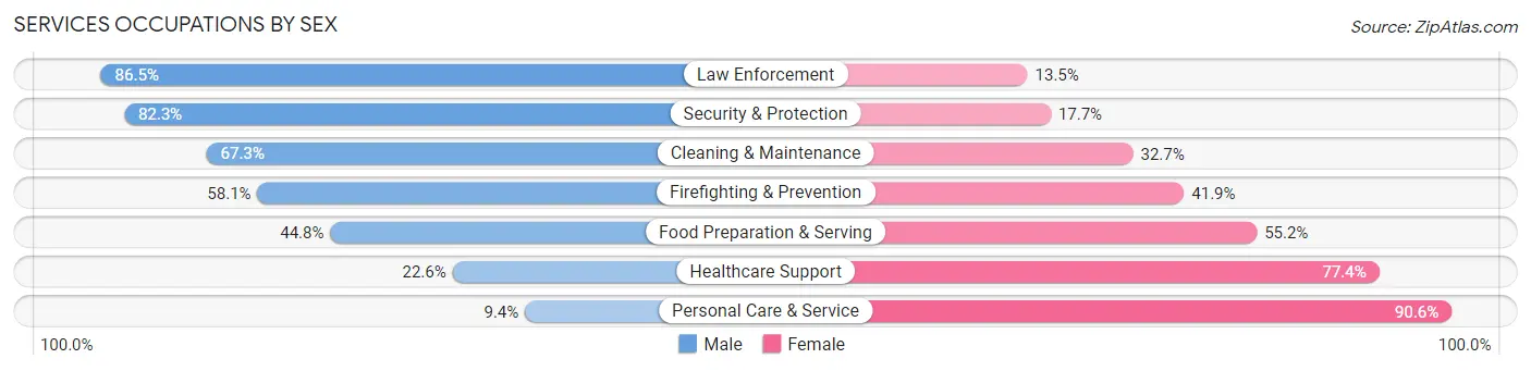 Services Occupations by Sex in Nobles County