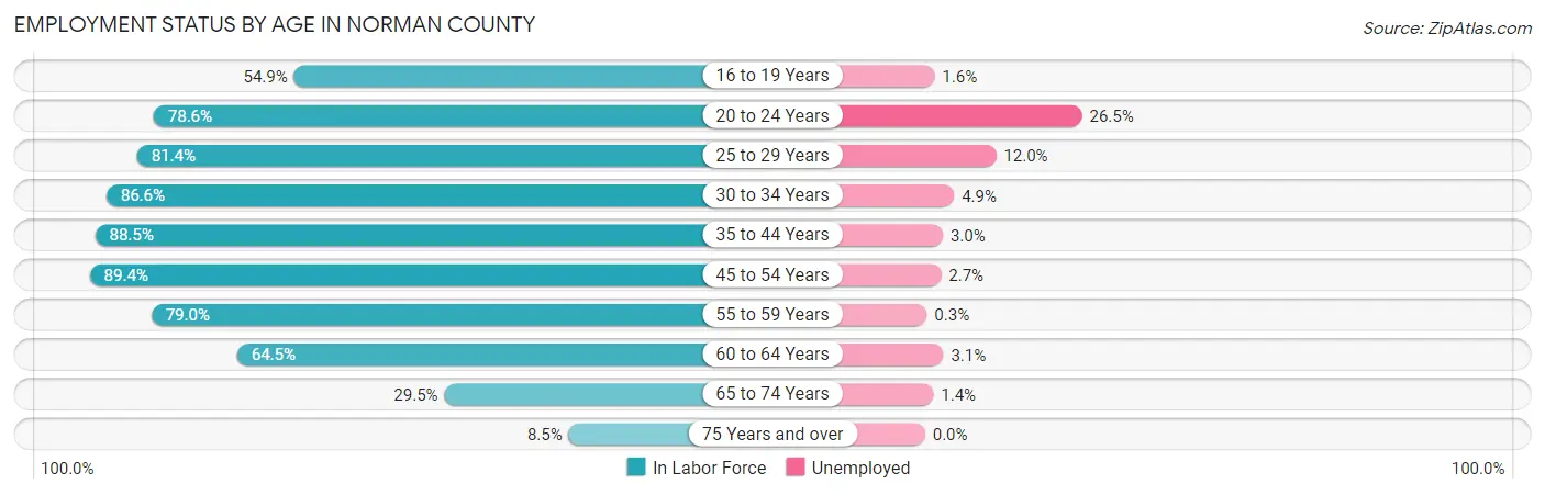 Employment Status by Age in Norman County