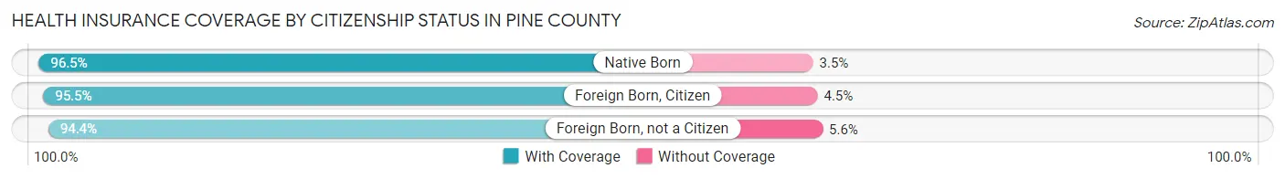 Health Insurance Coverage by Citizenship Status in Pine County