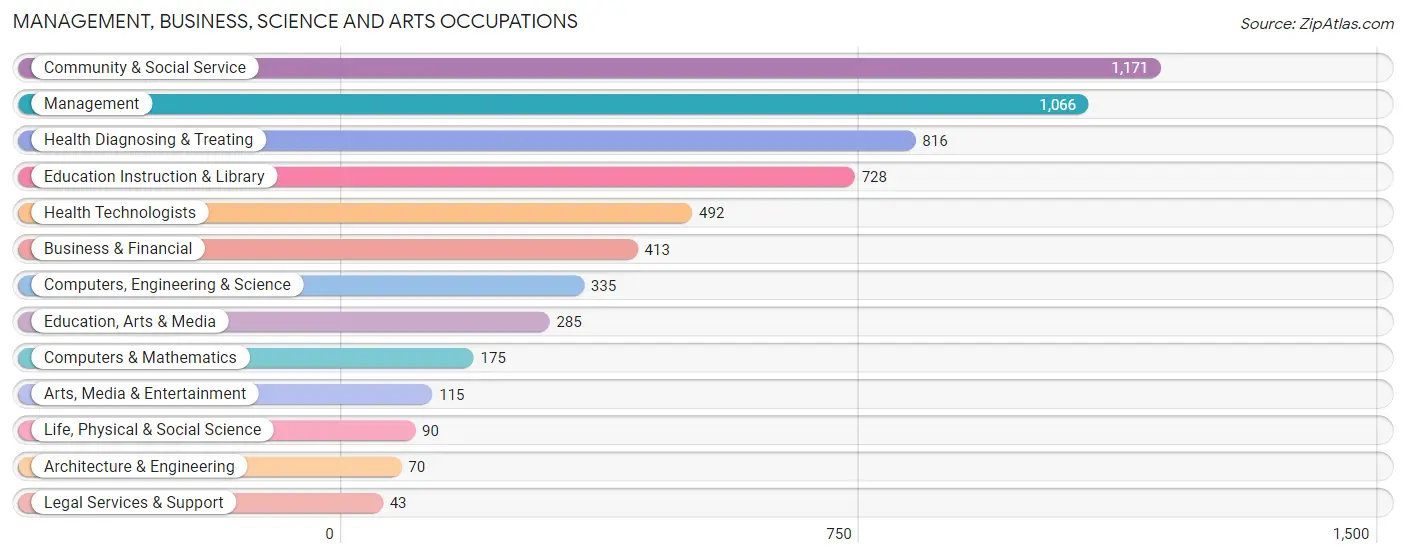 Management, Business, Science and Arts Occupations in Pine County