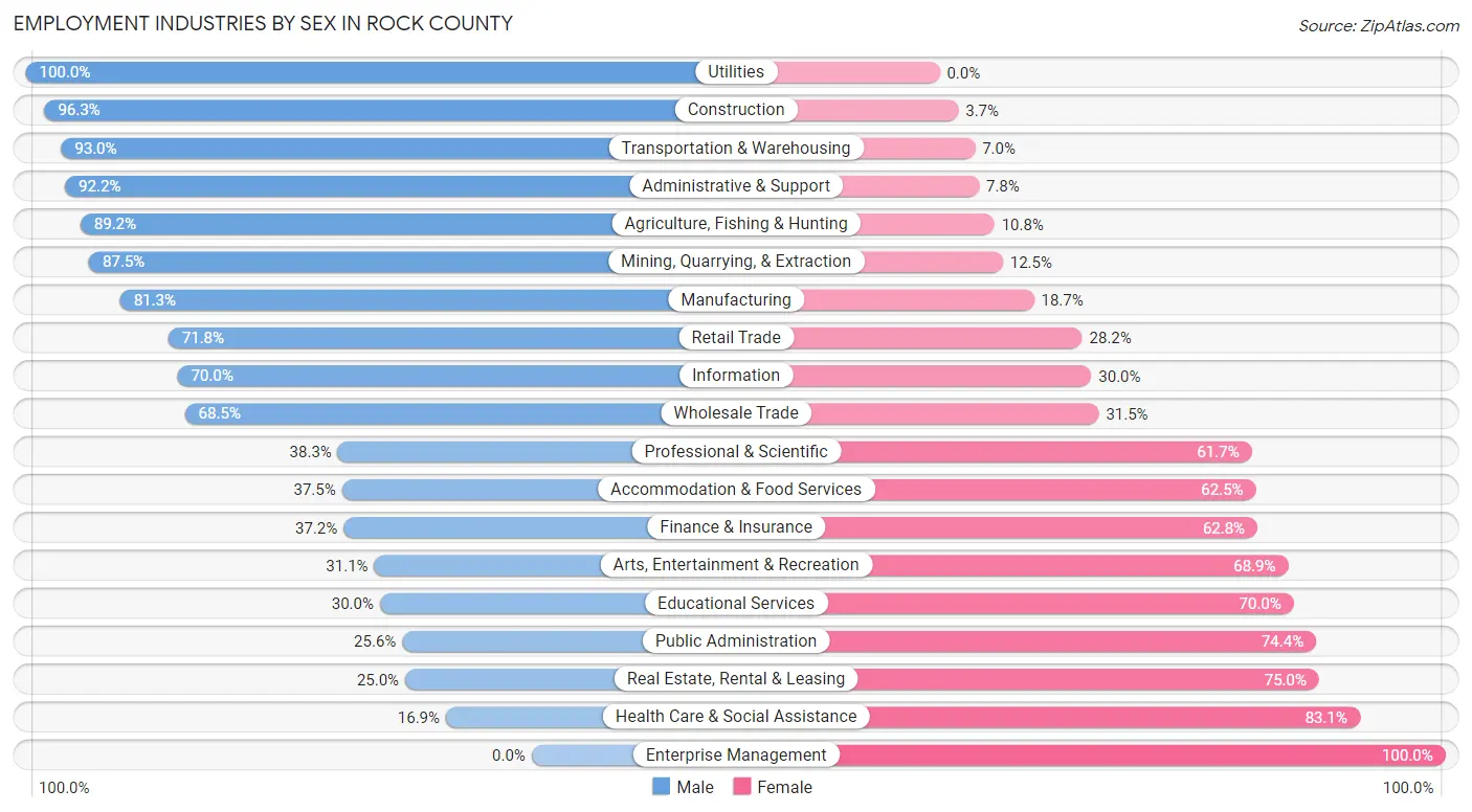 Employment Industries by Sex in Rock County