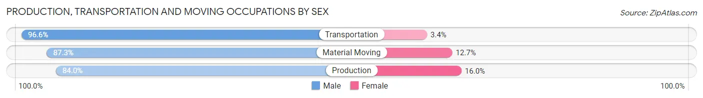 Production, Transportation and Moving Occupations by Sex in Rock County